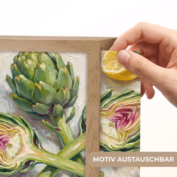 Lightbox - Wandleuchte - Artischocke – Zitrone – Essen - Artisjok - Citroen - Eten Light Box met kabel (Wandlamp) klein