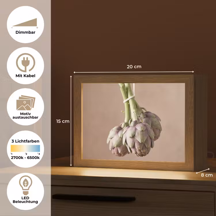 Lightbox - Wandleuchte - Artischocken – Hängend – Gemüse - Artisjokken - Hangend - Groenten Light Box met kabel (Wandlamp) klein