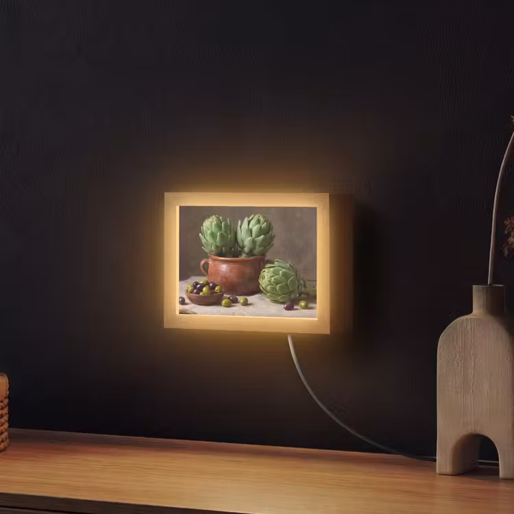 Lightbox - Wandleuchte - Artischocken – Oliven – Essen - Artisjokken - Olijven - Eten Light Box met kabel (Wandlamp) klein