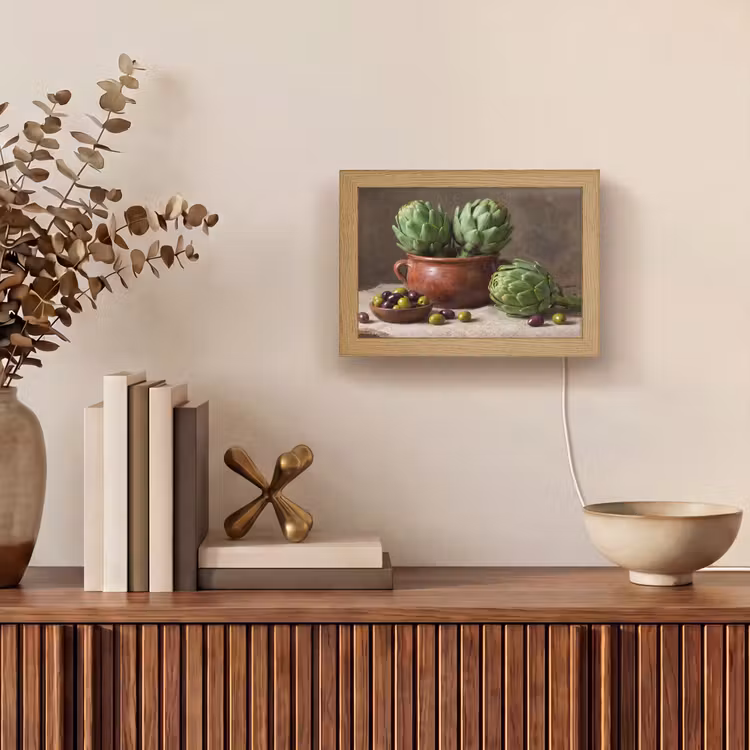 Lightbox - Wandleuchte - Artischocken – Oliven – Essen - Artisjokken - Olijven - Eten Light Box met kabel (Wandlamp) klein