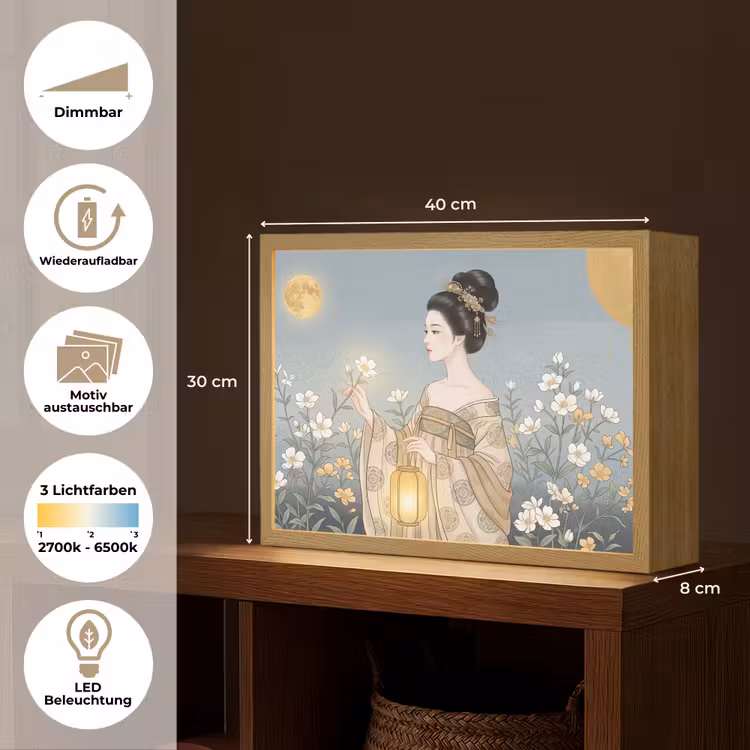 Aziatisch - Vrouw - Kimono Light Box met batterij (Wandlamp) middel -USP_websiteoverzichtDE