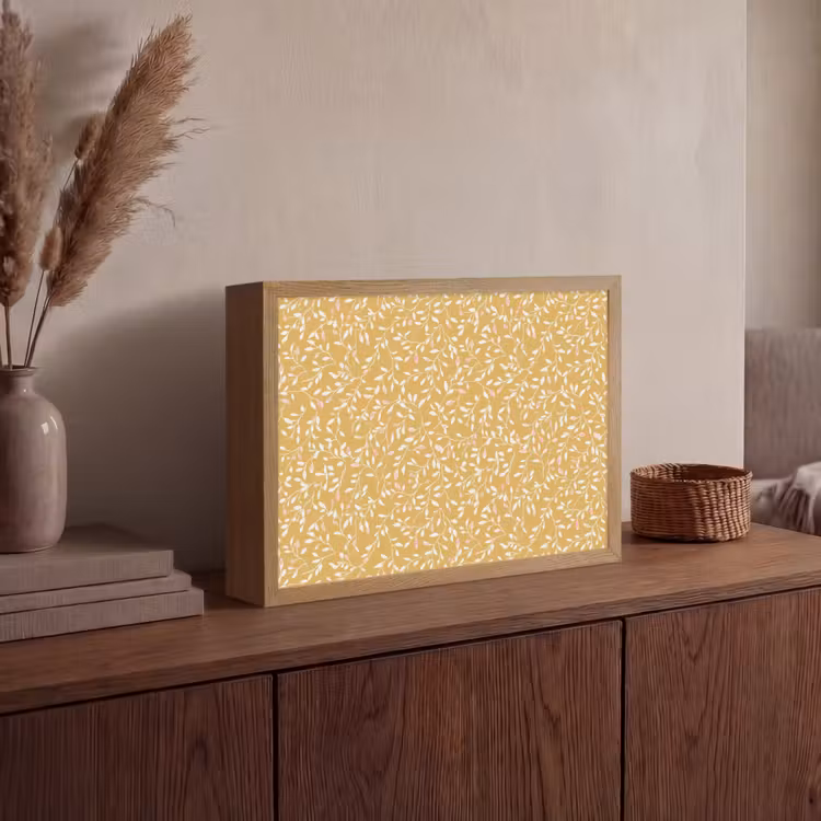 Takjes - Patroon - Oker Light Box met batterij (Wandlamp) middel 907 -sfeer2