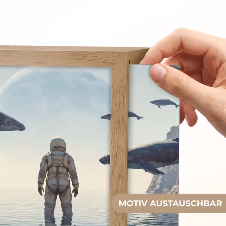 Lightbox - Wandleuchte - Astronaut – Wal – Fantasie - Ruimtevaarder - Walvis - Fantasie Light Box met kabel (Wandlamp) klein