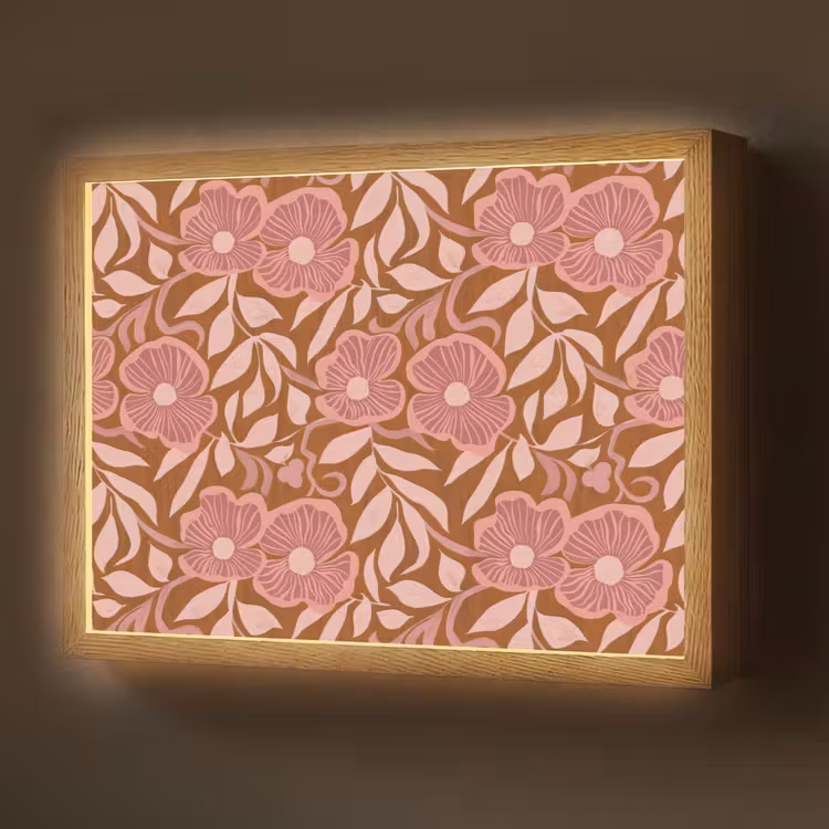 Sfeer - Bloemen - Roze Light Box met batterij (Wandlamp) middel 907 -z3d_website