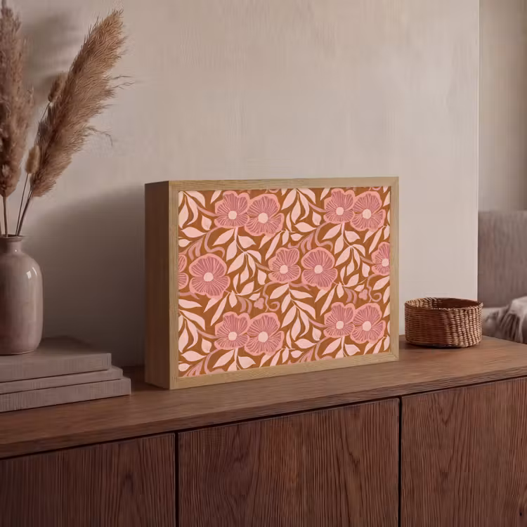 Sfeer - Bloemen - Roze Light Box met batterij (Wandlamp) middel 907 -sfeer2