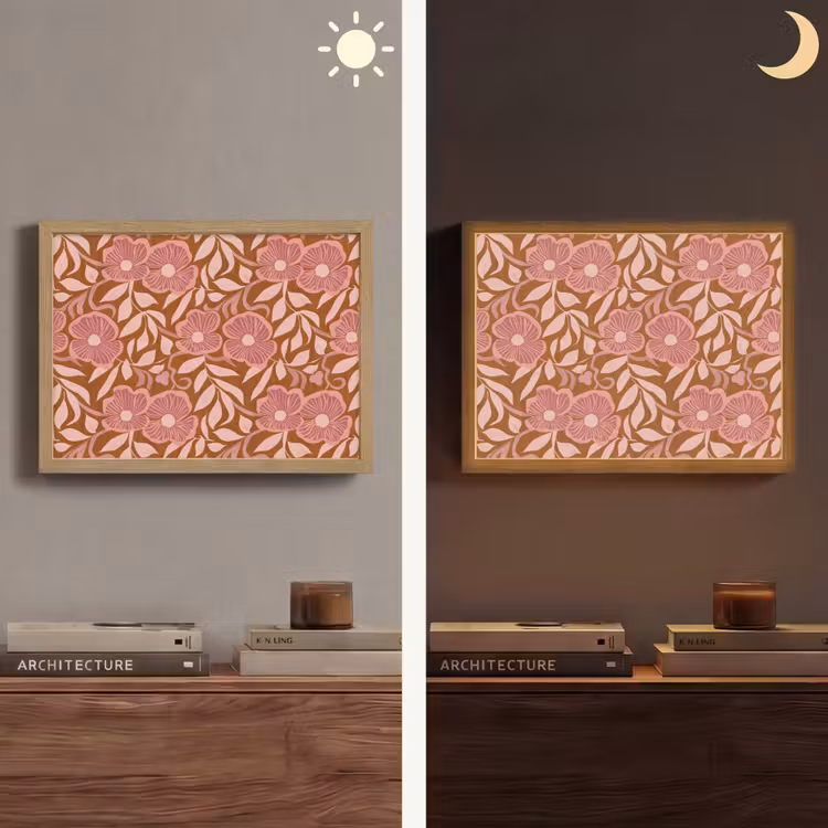 Sfeer - Bloemen - Roze Light Box met batterij (Wandlamp) middel 907 -sfeer3
