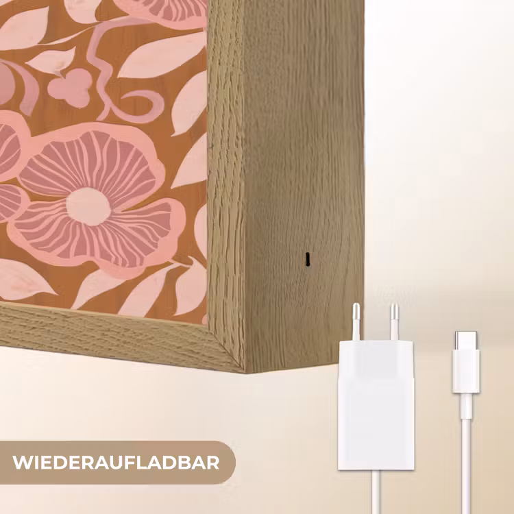 Sfeer - Bloemen - Roze Light Box met batterij (Wandlamp) middel 907 -USP_websiteoplaadbaarDE