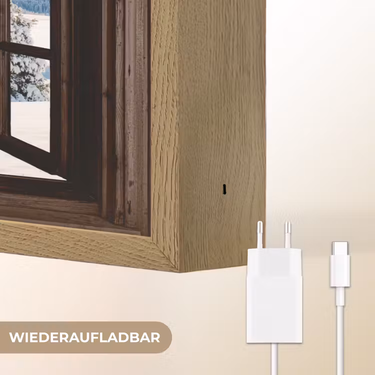 Doorkijk - Winter - Landschap - Huisje - Bergen Light Box met batterij (Wandlamp) middel -USP_websiteoplaadbaarDE