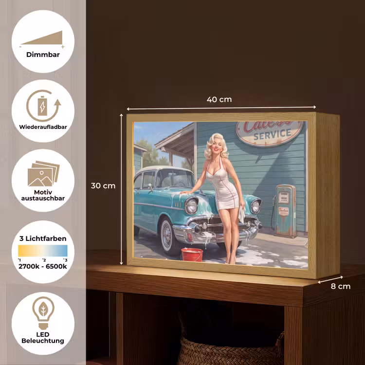 Auto - Vrouw - Groen Light Box met batterij (Wandlamp) middel -USP_websiteoverzichtDE