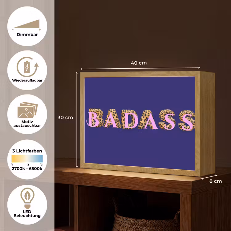 Badass - Panterpint - Schaduw - Roze Light Box met batterij (Wandlamp) middel -USP_websiteoverzichtDE