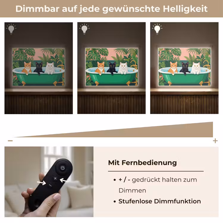 Badkamer - Kattenparade - Kleurrijk Light Box met batterij (Wandlamp) middel -USP_dimbaarDE