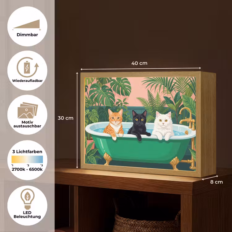Badkamer - Kattenparade - Kleurrijk Light Box met batterij (Wandlamp) middel -USP_websiteoverzichtDE
