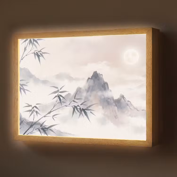 Bamboe - Azië - Grijs Light Box met batterij (Wandlamp) middel -z3d_website