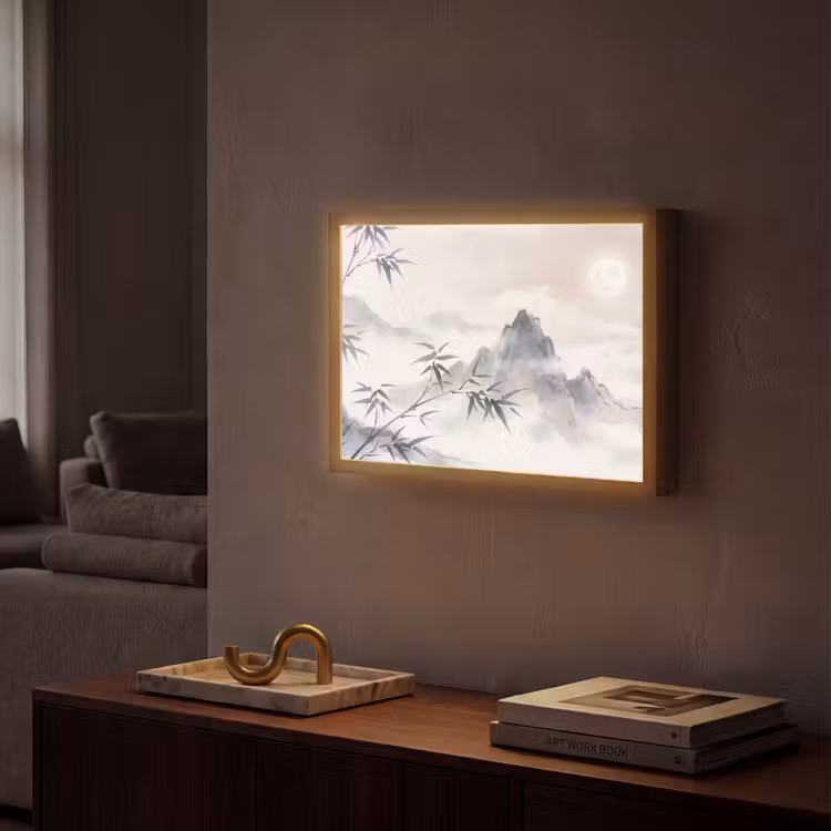 Bamboe - Azië - Grijs Light Box met batterij (Wandlamp) middel -sfeer1