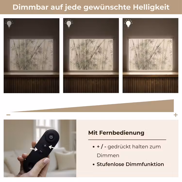 Bamboe - Bladeren - Aziatisch - Groen - Natuur Light Box met batterij (Wandlamp) middel -USP_dimbaarDE