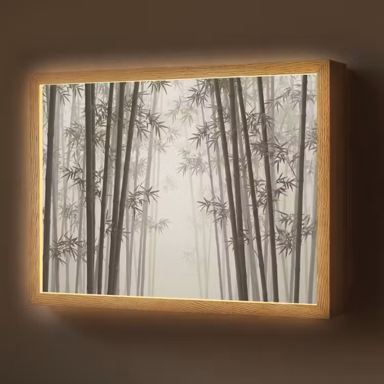 Bamboe - Bos - Mist - Natuur Light Box met batterij (Wandlamp) middel -z3d_website