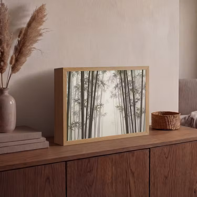 Bamboe - Bos - Mist - Natuur Light Box met batterij (Wandlamp) middel -sfeer2