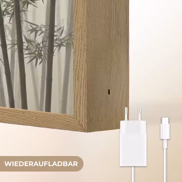 Bamboe - Bos - Mist - Natuur Light Box met batterij (Wandlamp) middel -USP_websiteoplaadbaarDE