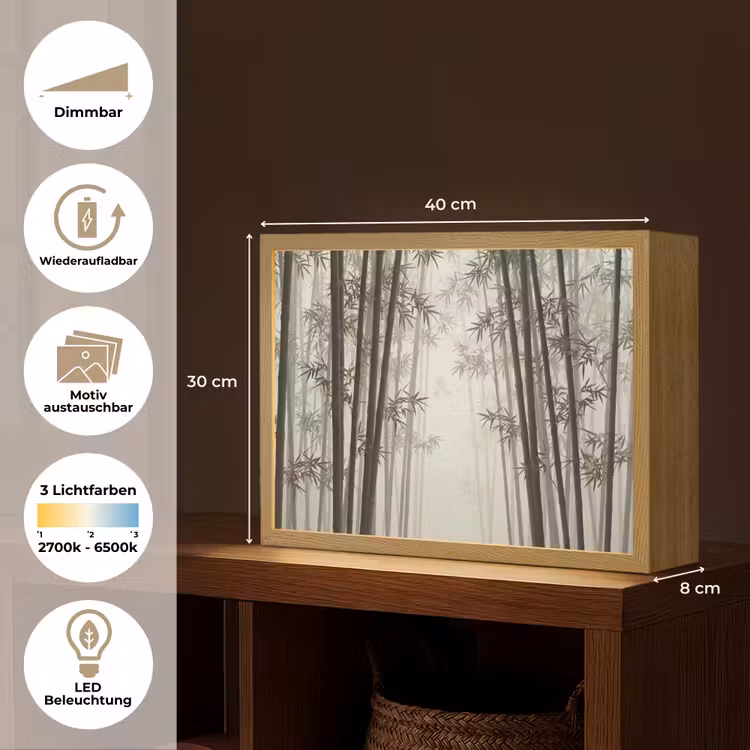 Bamboe - Bos - Mist - Natuur Light Box met batterij (Wandlamp) middel -USP_websiteoverzichtDE