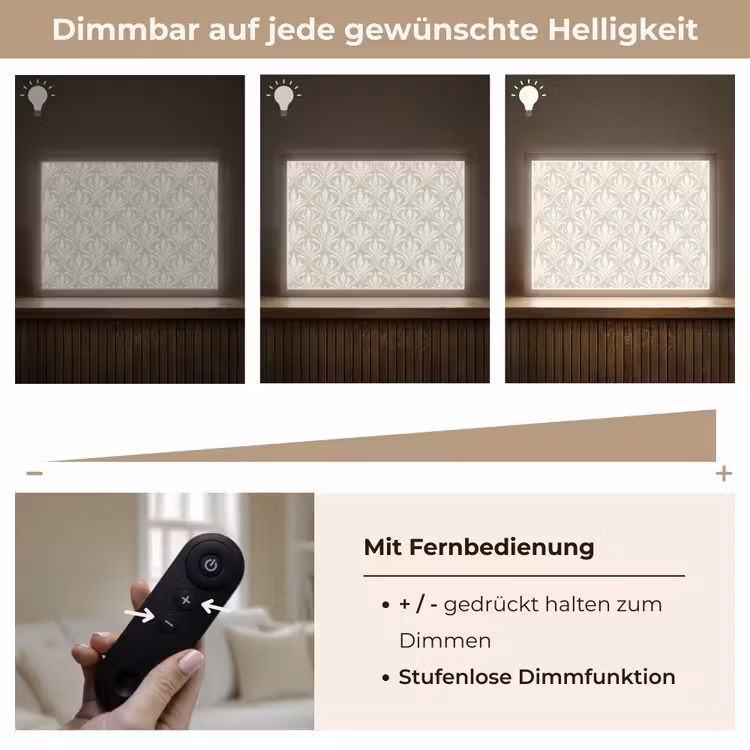 Barok - Patroon - Beige Light Box met batterij (Wandlamp) middel 907 -USP_dimbaarDE