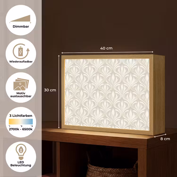 Barok - Patroon - Beige Light Box met batterij (Wandlamp) middel 907 -USP_websiteoverzichtDE