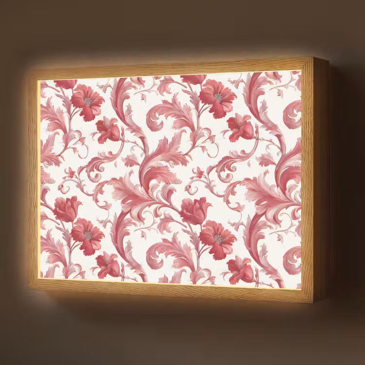 Barok - Patroon - Rood Light Box met batterij (Wandlamp) middel 907 -z3d_website