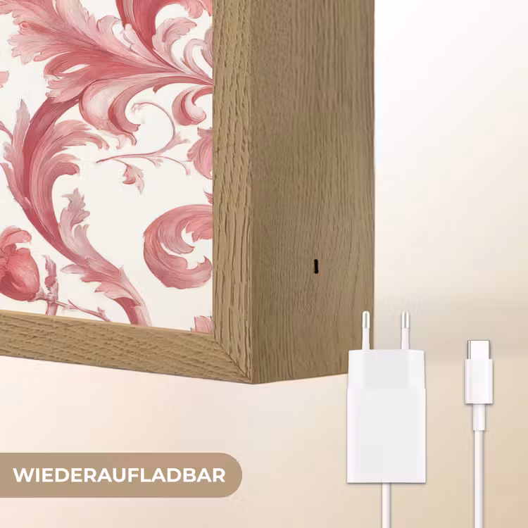 Barok - Patroon - Rood Light Box met batterij (Wandlamp) middel 907 -USP_websiteoplaadbaarDE