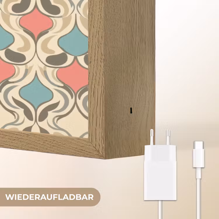 Barok - Retro - Kleurrijk Light Box met batterij (Wandlamp) middel 907 -USP_websiteoplaadbaarDE