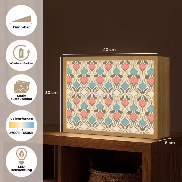 Barok - Retro - Kleurrijk Light Box met batterij (Wandlamp) middel 907 -USP_websiteoverzichtDE