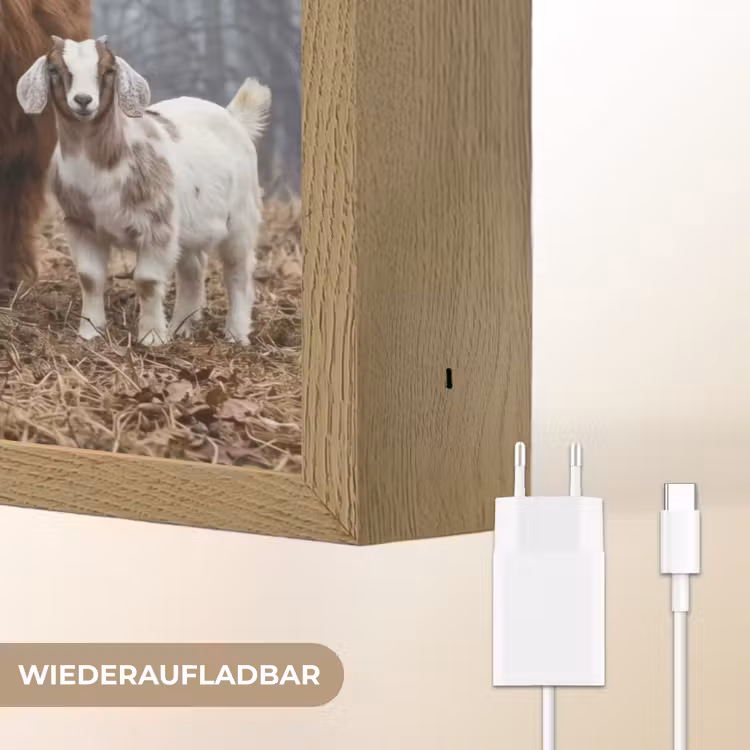 Boerderijdieren - Groep - Mist - Natuur - Rustiek Light Box met batterij (Wandlamp) middel -USP_websiteoplaadbaarDE