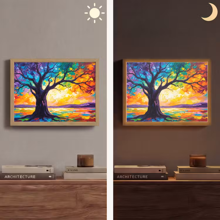 Boom - Landschap - Natuur - Abstract - Kleurrijk Light Box met batterij (Wandlamp) middel -sfeer3