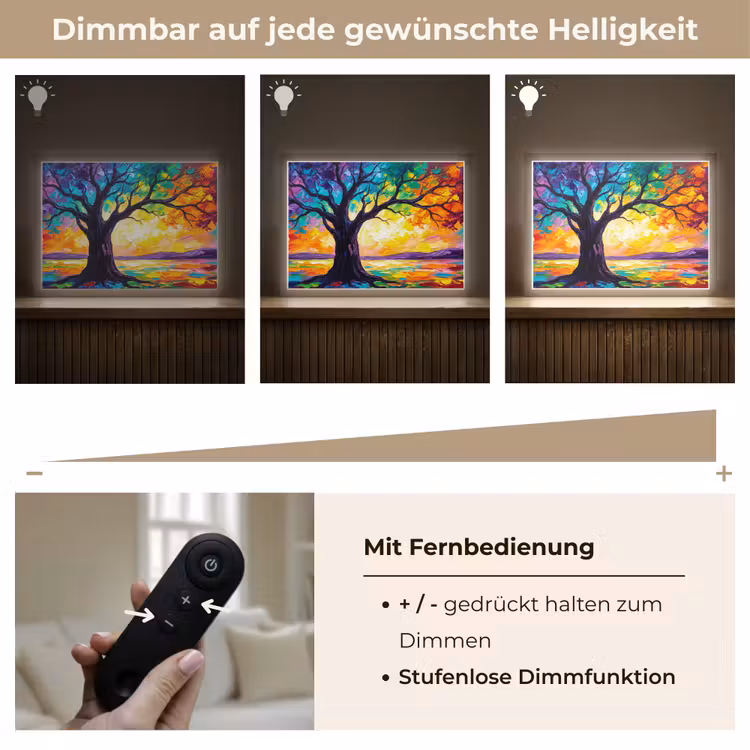 Boom - Landschap - Natuur - Abstract - Kleurrijk Light Box met batterij (Wandlamp) middel -USP_dimbaarDE