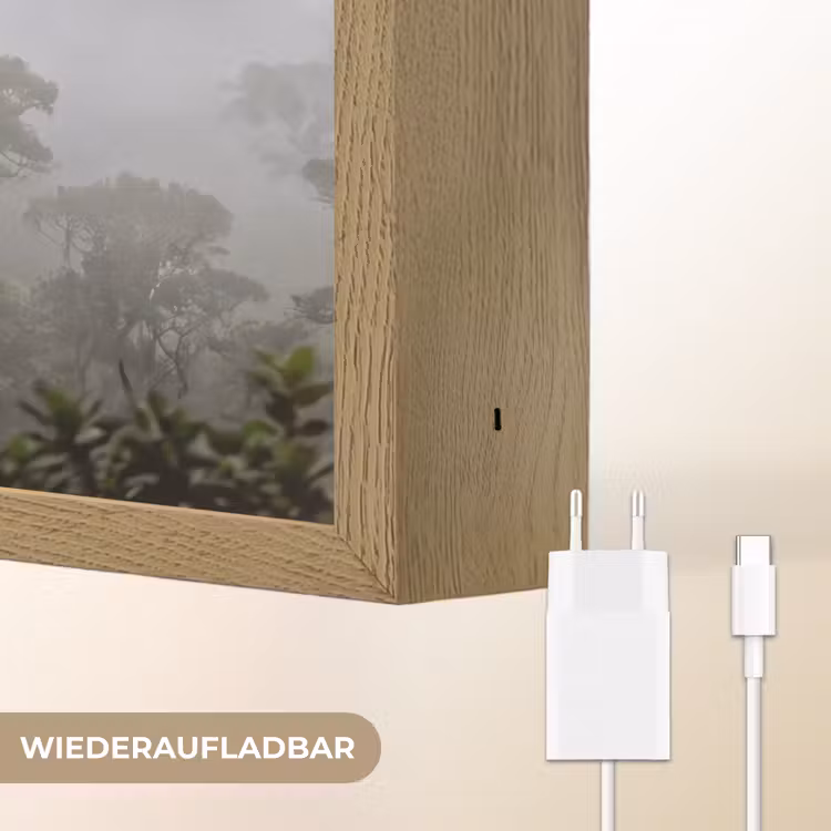 Boom - Mistig - Bos - Groen - Natuur Light Box met batterij (Wandlamp) middel -USP_websiteoplaadbaarDE