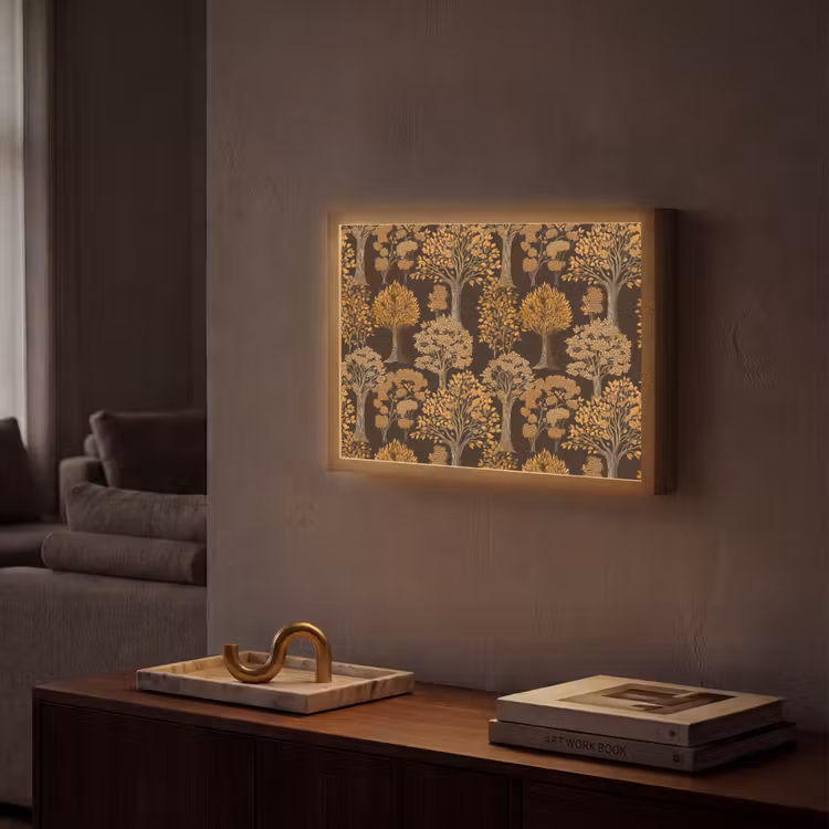 Bomen - Patroon - Bruin Light Box met batterij (Wandlamp) middel 907 -sfeer1