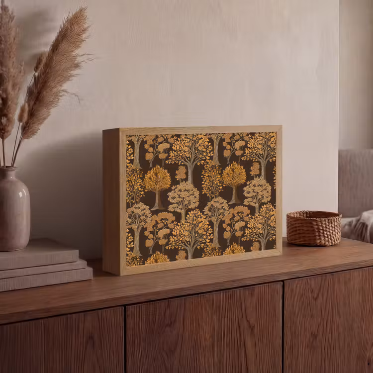 Bomen - Patroon - Bruin Light Box met batterij (Wandlamp) middel 907 -sfeer2
