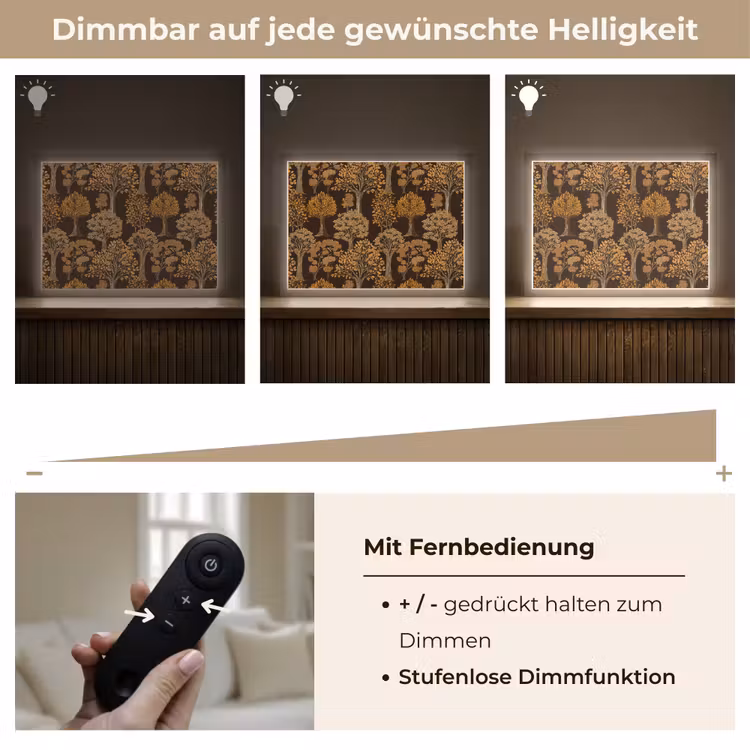 Bomen - Patroon - Bruin Light Box met batterij (Wandlamp) middel 907 -USP_dimbaarDE