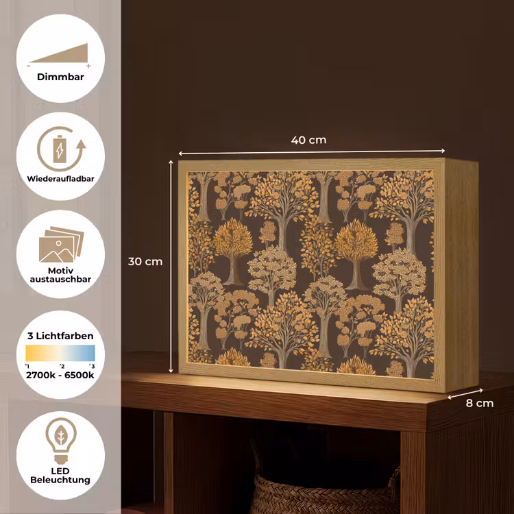 Bomen - Patroon - Bruin Light Box met batterij (Wandlamp) middel 907 -USP_websiteoverzichtDE