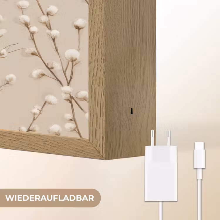 Katoen - Natuur - Taupe Light Box met batterij (Wandlamp) middel 907 -USP_websiteoplaadbaarDE