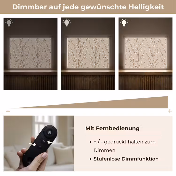 Katoen - Natuur - Taupe Light Box met batterij (Wandlamp) middel 907 -USP_dimbaarDE