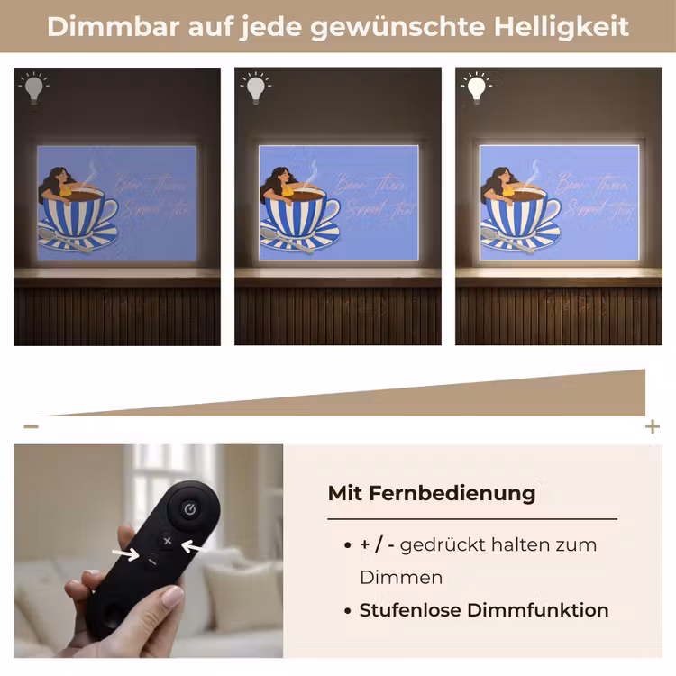 Mok - Koffie - Vrouw - Paars Light Box met batterij (Wandlamp) middel -USP_dimbaarDE