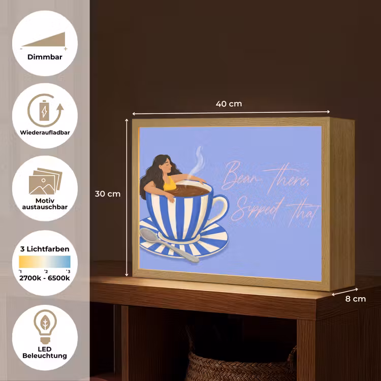 Mok - Koffie - Vrouw - Paars Light Box met batterij (Wandlamp) middel -USP_websiteoverzichtDE
