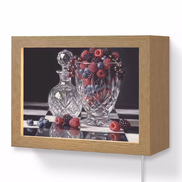 Lightbox - Wandleuchte - Beeren – Kristall – Stillleben - Bessen - Kristal - Stilleven Light Box met kabel (Wandlamp) klein