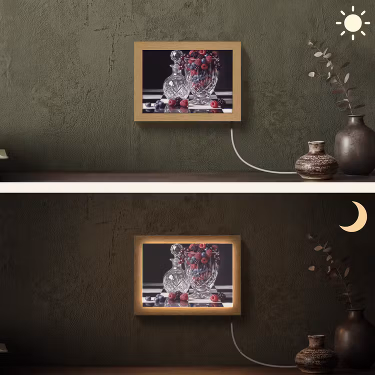 Lightbox - Wandleuchte - Beeren – Kristall – Stillleben - Bessen - Kristal - Stilleven Light Box met kabel (Wandlamp) klein