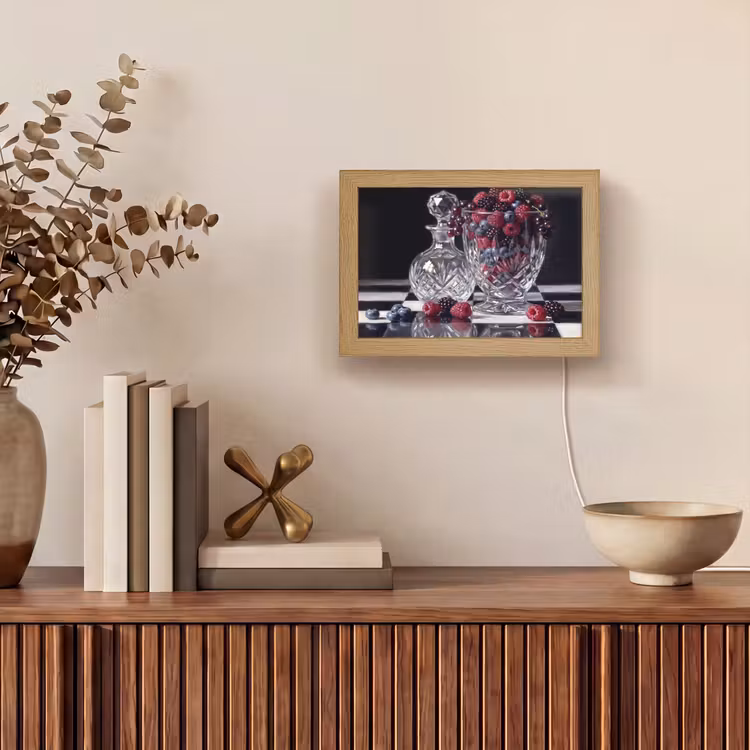 Lightbox - Wandleuchte - Beeren – Kristall – Stillleben - Bessen - Kristal - Stilleven Light Box met kabel (Wandlamp) klein