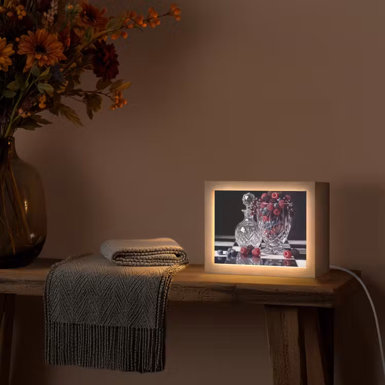 Lightbox - Wandleuchte - Beeren – Kristall – Stillleben - Bessen - Kristal - Stilleven Light Box met kabel (Wandlamp) klein