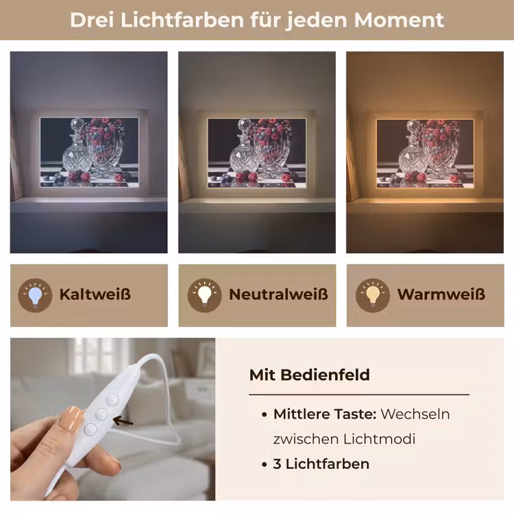 Lightbox - Wandleuchte - Beeren – Kristall – Stillleben - Bessen - Kristal - Stilleven Light Box met kabel (Wandlamp) klein