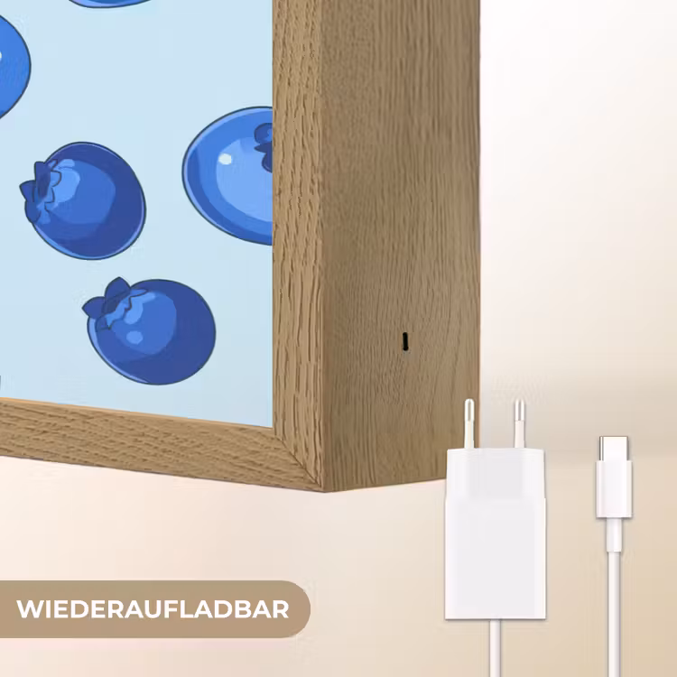 Bessen - Modern - Blauw Light Box met batterij (Wandlamp) middel 907 -USP_websiteoplaadbaarDE