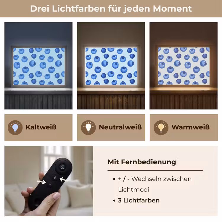 Bessen - Modern - Blauw Light Box met batterij (Wandlamp) middel 907 -USP_lichtkleurDE