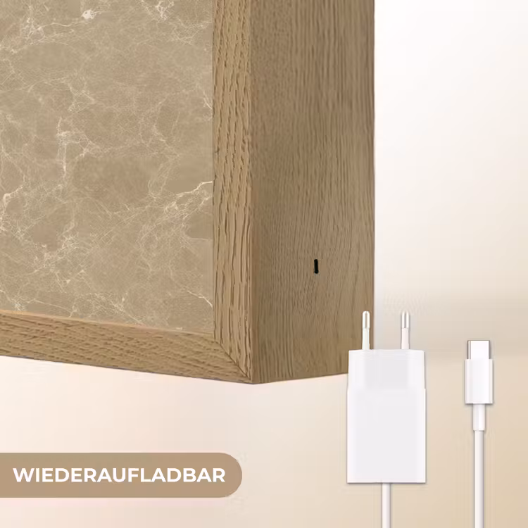 Beige - Marmer - Witte aders Light Box met batterij (Wandlamp) middel 907 -USP_websiteoplaadbaarDE