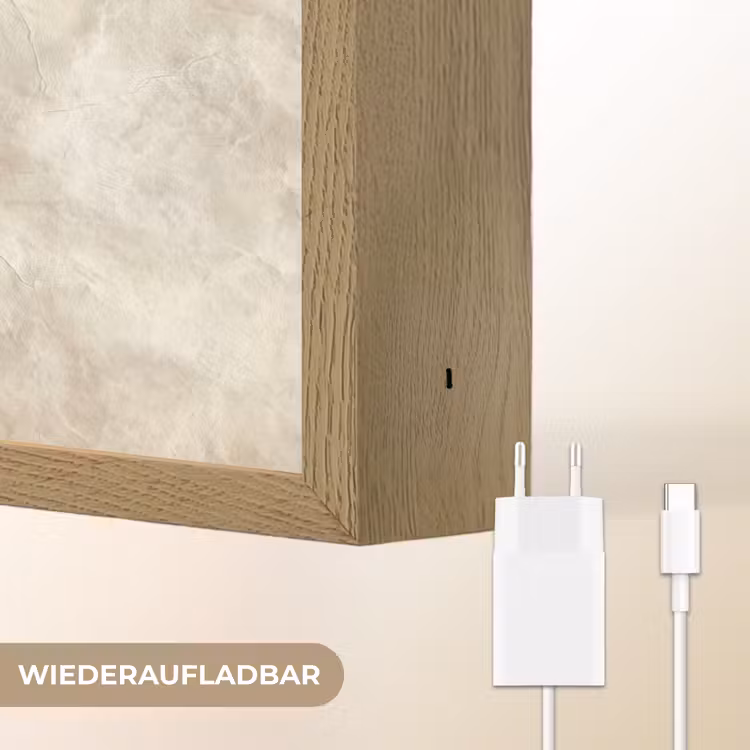 Beige - Reliëfstructuur - Natuursteen Light Box met batterij (Wandlamp) middel 907 -USP_websiteoplaadbaarDE